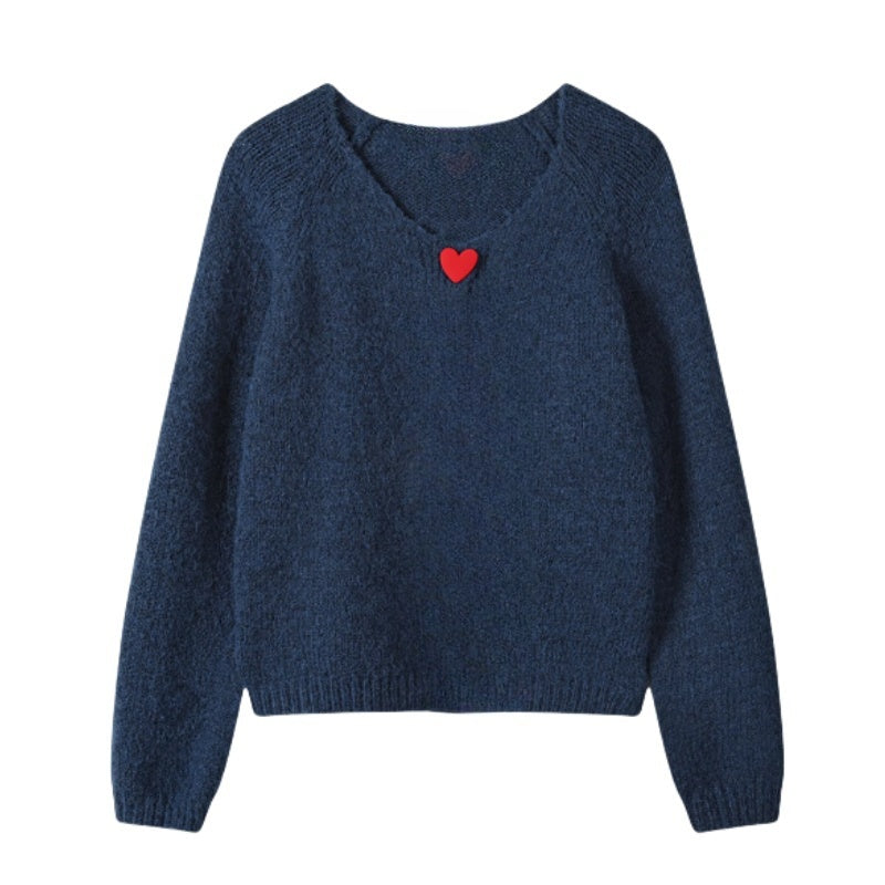 Refined Heart Pattern Sweater