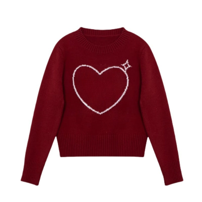 Stylish All-Match Red Sweater