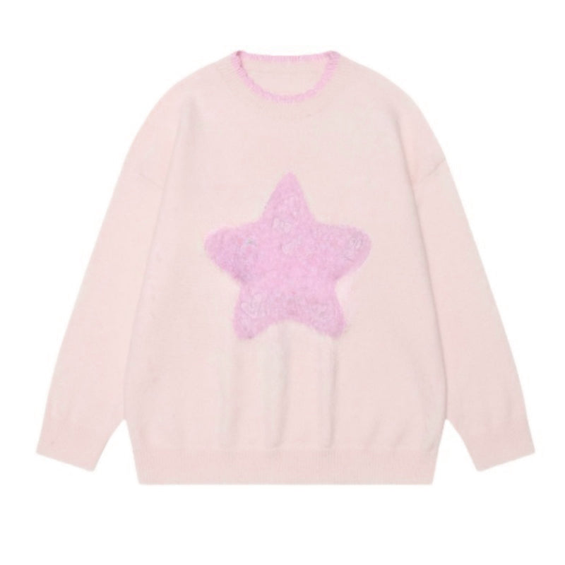 Bold Star Motif Knit Sweater