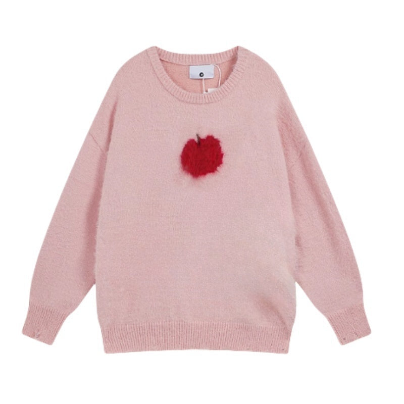 Oversized Apple Graphic Sweater